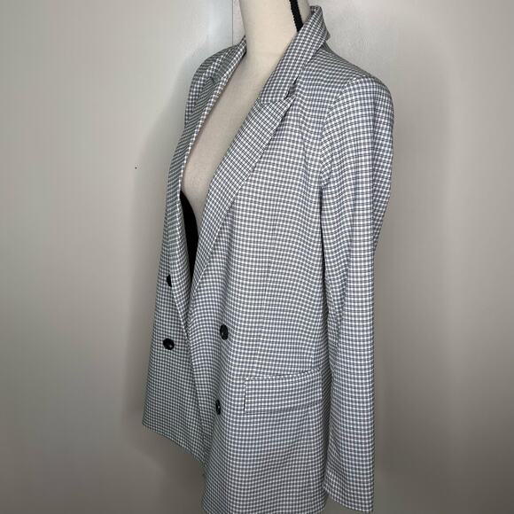 Rachel Zoe NWT Plaid Boyfriend Blazer - White Black Oversized Open Front Small - Picture 2 of 7